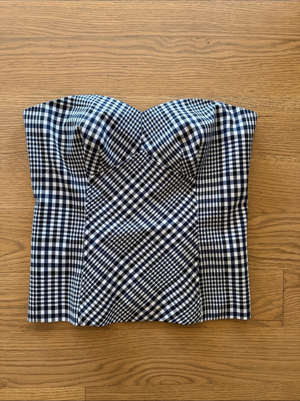 Trina Turk strapless bustier gingham top size M